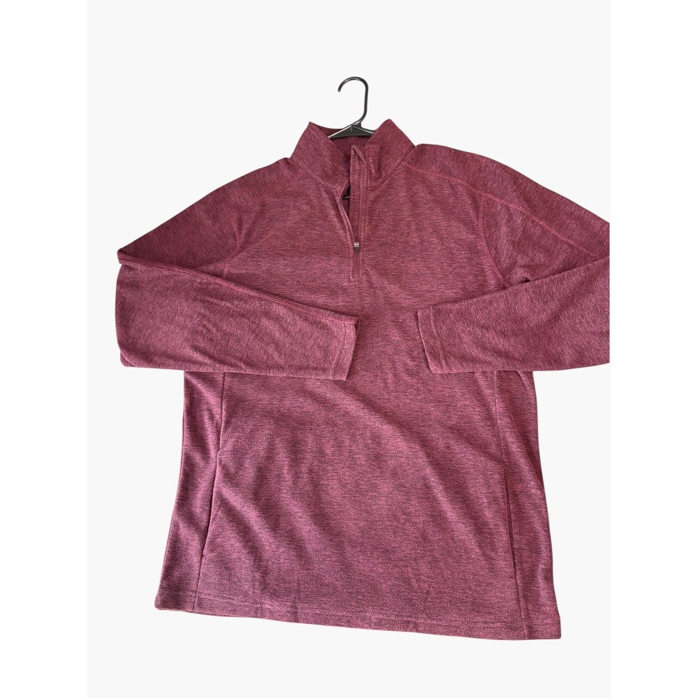 BCG Mens Quarter Zip Pullover Heather Burgundy Maroon Activewear Size Medium